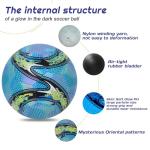 WTOPSBO Soccer Ball Glow in The Dark Blue, Glowing Soccer Ball Size 4 for Men, Women Night Games, with Pump and Carry Bag