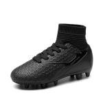 DREAM PAIRS Boys Girls Soccer Cleats Youth Firm Groud Outdoor Sport Athletic High Top Football Shoes for Little/Big Kid,Size 5 Big Kid,All/Black,HZ19002K