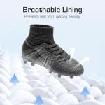 DREAM PAIRS Boys Girls Soccer Cleats Youth Firm Groud Outdoor Sport Athletic High Top Football Shoes for Little/Big Kid,Size 5 Big Kid,All/Black,HZ19002K