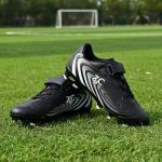 ZVC Kids Soccer Cleats Boys Girls Soccer Shoes Outdoor Firm Ground Youth Football Cleats for Little Kid/Big Kid Black