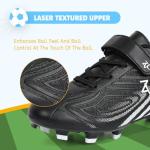 ZVC Kids Soccer Cleats Boys Girls Soccer Shoes Outdoor Firm Ground Youth Football Cleats for Little Kid/Big Kid Black