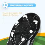 ZVC Kids Soccer Cleats Boys Girls Soccer Shoes Outdoor Firm Ground Youth Football Cleats for Little Kid/Big Kid Black