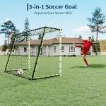 5-in-1 Soccer Rebounder Net, 7x5Ft OR 12x6Ft Soccer Goal Training, Large Ultra-Responsive Football Net for Powerful, High Low Passing, Ball Control Practice