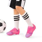 DREAM PAIRS Boys Girls Soccer Cleats Youth Firm Groud Athletic Outdoor Trainning Football Shoes for Little/Big Kid,Size 13 Little Kid,Rose Red/White,SDSO224K