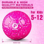 Picador Kids Soccer Ball Size 4 - Glitter Shiny Soccer Balls for Girls Boys Youth Children Backyard School Outdoor Ball with Pump Gift