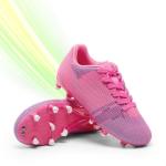 DREAM PAIRS Boys Girls Soccer Cleats Youth Firm Groud Athletic Outdoor Trainning Football Shoes for Little/Big Kid,Size 13 Little Kid,Rose Red/White,SDSO224K
