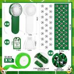 Woanger 12 Set Soccer Mini Handheld Fans Cooling Set 40 x 12 Inches Soccer Ice Cooling Towel Quick Drying Small Personal Fans Cards Drawstring Bags Ribbon for Sport Party Favors Team Gift