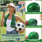 Woanger 12 Set Soccer Mini Handheld Fans Cooling Set 40 x 12 Inches Soccer Ice Cooling Towel Quick Drying Small Personal Fans Cards Drawstring Bags Ribbon for Sport Party Favors Team Gift