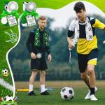 Woanger 12 Set Soccer Mini Handheld Fans Cooling Set 40 x 12 Inches Soccer Ice Cooling Towel Quick Drying Small Personal Fans Cards Drawstring Bags Ribbon for Sport Party Favors Team Gift