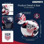 Icon Sports Officially Licensed U.S. Soccer, Size 5 Regulation Soccer Ball, Non-Toxic Patterned PVC, White Brush for Adults & Kids