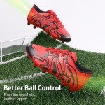 DREAM PAIRS Boys Girls Soccer Cleats Youth Firm Groud Baseball Cleats Sport Athletic Outdoor Trainning Football Shoes for Little/Big Kid,Size 4 Big Kid,Red/Black/Silver,160472-K