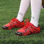 DREAM PAIRS Boys Girls Soccer Cleats Youth Firm Groud Baseball Cleats Sport Athletic Outdoor Trainning Football Shoes for Little/Big Kid,Size 4 Big Kid,Red/Black/Silver,160472-K