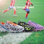 DREAM PAIRS Boys Girls Soccer Cleats Youth Firm Groud Athletic Outdoor Trainning Football Shoes for Little/Big Kid,Size 11 Little Kid,Pink/Purple,HZ19003K