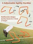 GHB Agility Ladder,Football Training Equipment Set,4 Agility Hurdles, 20 feet12 Rungs Speed Ladder,12 Disc Cones,Resistance Parachute, Jump Rope, 4 Resistance Bands (Yellow)