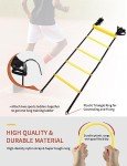 GHB Agility Ladder,Football Training Equipment Set,4 Agility Hurdles, 20 feet12 Rungs Speed Ladder,12 Disc Cones,Resistance Parachute, Jump Rope, 4 Resistance Bands (Yellow)