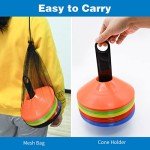 FGBNM 25/50/100/200 Pack Disc Cones, Agility Soccer Cones with Carry Bag and Holder, Soccer Cones for Sports Training, Football, Soccer, Basketball, Coaching, Practice Equipment, 5 Color (25 Pack)