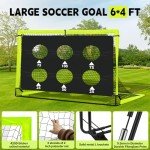 hoerlar Kids Soccer Goals for Backyard Set of 2-6x4 ft Portable Pop Up Soccer Nets Training Equipment with Soccer Ball, Ladder, Cones, Ideal Birthday for Kids Ages 3-5 6-8 8-10 10-12
