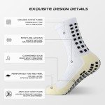 Yufree Men's Soccer Socks Anti Slip Non Slip Grip Pads for Football Basketball Sports Grip Socks, 4 Pair