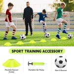 hoerlar Kids Soccer Goals for Backyard Set of 2-6x4 ft Portable Pop Up Soccer Nets Training Equipment with Soccer Ball, Ladder, Cones, Ideal Birthday for Kids Ages 3-5 6-8 8-10 10-12