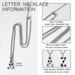 AIAINAGI Soccer Initial A-Z Letter Necklace for Men Soccer Charm Pendant Stainless Steel Silver Chain 22inch Personalized Soccer Gift for Men(J)