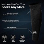 MediCaptain Pre Cut Soccer Sock Sleeves, Companion for Soccer Grip Socks, Securely Holds Shin Guards, Compression Leg Warmer (US, Alpha, One Size, Regular, Regular, Black)