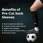 MediCaptain Pre Cut Soccer Sock Sleeves, Companion for Soccer Grip Socks, Securely Holds Shin Guards, Compression Leg Warmer (US, Alpha, One Size, Regular, Regular, Black)