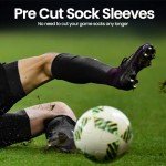 MediCaptain Pre Cut Soccer Sock Sleeves, Companion for Soccer Grip Socks, Securely Holds Shin Guards, Compression Leg Warmer (US, Alpha, One Size, Regular, Regular, Black)