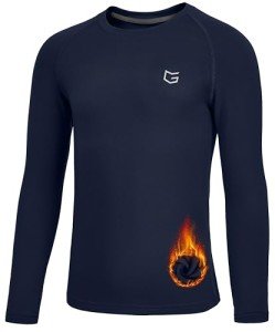 G Gradual Youth Boys Compression Thermal Shirt Long Sleeve Fleece Undershirt for Boy Football Baseball Soccer Base Layer(Navy,M)