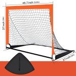 Theresduet 2 Pack 4’ x 3’ Size Portable Kid Soccer Goals for Backyard, Indoor and Outdoor Pop Up Soccer Goals, Orange, Theresduet