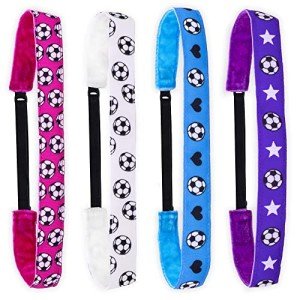 FROG SAC 4 Soccer Headbands for Girls, Adjustable No Slip Sport Head Band for Kids, Thin Athletic Stretch Elastic Fabric Head Band Hair Accessories