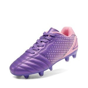 DREAM PAIRS Boys Girls Outdoor Sport Football Shoes Soccer Cleats for Little/Big Kid,Size 13 Little Kid,Light/Purple/Pink,SUPERFLIGHT-1K