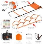 Agility Ladder Speed Training Equipment Set-20 ft Agility Ladder, 12 Soccer Cones, 4 Hurdles, Jump Rope, Running Parachute, Basketball Football Soccer Training Equipment for Kids, Youth, Adults