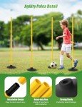 GHB Agility Poles 4 Pack 50" Sports Soccer Training Poles,Detachable Speed Training Equipment Football Accessories with Rubber Base