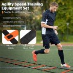 Agility Ladder Speed Training Equipment Set-20 ft Agility Ladder, 12 Soccer Cones, 4 Hurdles, Jump Rope, Running Parachute, Basketball Football Soccer Training Equipment for Kids, Youth, Adults