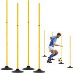 GHB Agility Poles 4 Pack 50" Sports Soccer Training Poles,Detachable Speed Training Equipment Football Accessories with Rubber Base