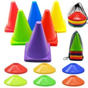 Soccer Cones Set, 24Pcs 7" Cones Sports + 60Pcs Disc Cones, Soccer Training Equipment with 2Pcs Carry Bag, Agility Field Marker, Soccer Cones for Training, Plastic Soccer Cones for Drills