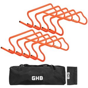 GHB 10 Pack 8" Agility Hurdles Speed Agility Training Hurdles, Detachable Sturdy Hurdles Training Equipment Set with Carry Bag for Kids,Athletes,Soccer,Basketball
