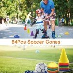 Soccer Cones Set, 24Pcs 7" Cones Sports + 60Pcs Disc Cones, Soccer Training Equipment with 2Pcs Carry Bag, Agility Field Marker, Soccer Cones for Training, Plastic Soccer Cones for Drills