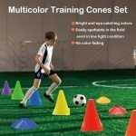 Soccer Cones Set, 24Pcs 7" Cones Sports + 60Pcs Disc Cones, Soccer Training Equipment with 2Pcs Carry Bag, Agility Field Marker, Soccer Cones for Training, Plastic Soccer Cones for Drills