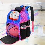 MATEIN Basketball Bag, Sturdy Soccer Bag with Ball Holder & Shoe Compartment, Large Basketball Backpack for Training Equipment, Water Resistant Sports Ball Backpack Fits Volleyball Football, Colorful