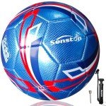 Senston Soccer Ball with Pump Size 5 - Durable Waterproof Football for Indoor/Outdoor Training, Includes Hand Pump & Needle