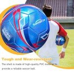Senston Soccer Ball with Pump Size 5 - Durable Waterproof Football for Indoor/Outdoor Training, Includes Hand Pump & Needle