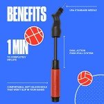 SPORTBIT Ball Pump for Sports Balls - Push & Pull Inflating System - Hand Pump for All Exercise Balls - Volleyball Pump, Basketball Inflator, Football & Soccer Ball Air Pump - Goes with 5 Needles Set