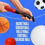 SPORTBIT Ball Pump for Sports Balls - Push & Pull Inflating System - Hand Pump for All Exercise Balls - Volleyball Pump, Basketball Inflator, Football & Soccer Ball Air Pump - Goes with 5 Needles Set