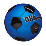 WILSON Traditional Soccer Ball, Adult, Size 4, Black/Royal