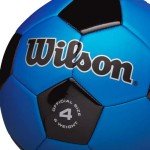 WILSON Traditional Soccer Ball, Adult, Size 4, Black/Royal