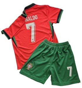 New 2024 Youth Soccer Fan Jersey Portugal No 7 Sports Jersey Shirt Free Shorts (US, Age, 8 Years, 9 Years, Red)