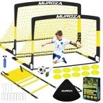 Kids Soccer Goals for Backyard Set, 2 Pack of 4x3 ft Portable Pop Up Soccer Nets with Soccer Ball, Agility Ladder, Cones, Complete Training Equipment for Youth, Toddler Outdoor Sports Games