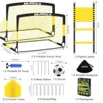 Kids Soccer Goals for Backyard Set, 2 Pack of 4x3 ft Portable Pop Up Soccer Nets with Soccer Ball, Agility Ladder, Cones, Complete Training Equipment for Youth, Toddler Outdoor Sports Games