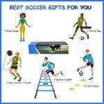 TGLITC Soccer Agility Training Equipment Set, Soccer Accessories 12 Rung 20Ft Agility Ladder, 12 Disc Cones, Solo Soccer Trainer, Jump Rope - Speed Training Equipment Gifts for boy